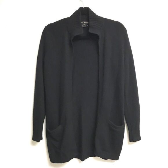 RALPH LAUREN Black LabelWool Cashmere Silk Open Cardigan Black M - Picture 2 of 7